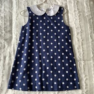 Rachel Riley Polka Dot Linen Girls Dress